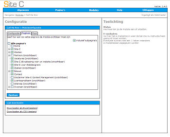 Een voorbeeld van het beheergedeelte van de Call Me Now module