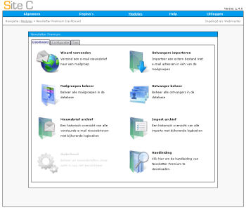 Het dashboard van de Newsletter Premium module